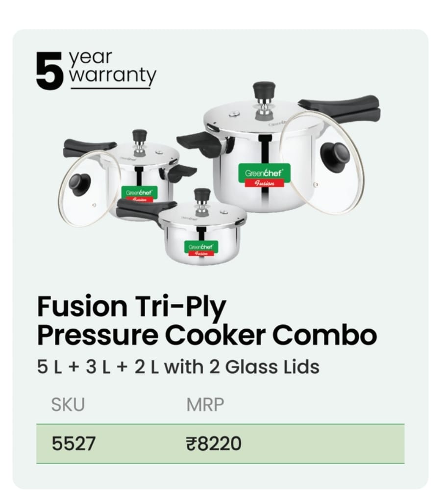 Greenchef Triply Cooker Combo (2+3 Ltr) Fusion