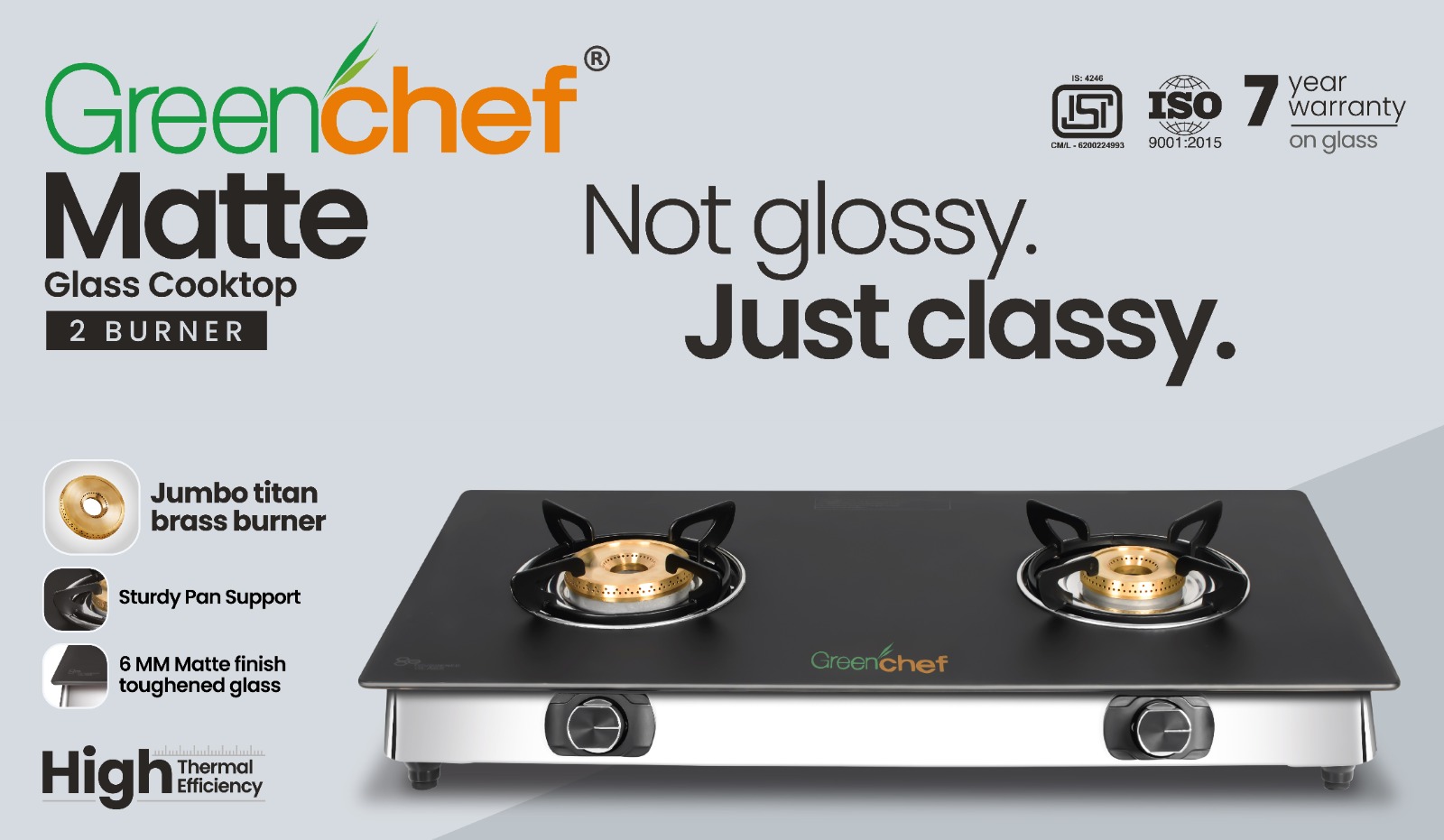 Greenchef 2-Burner Matt Finish Gas Stove